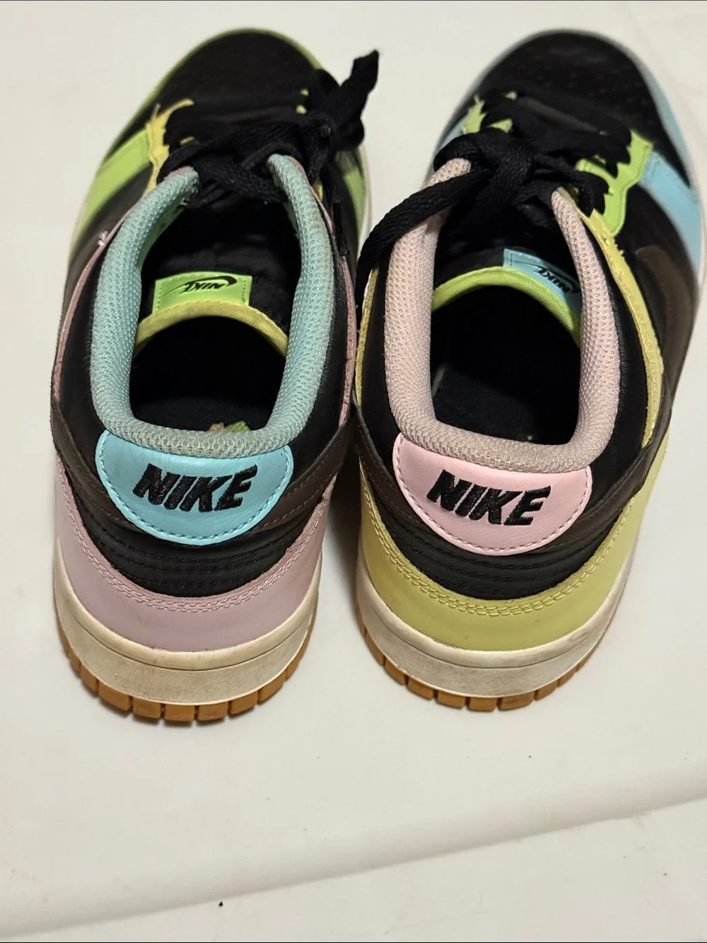 Nike Kids Low-Top Dunks in Black, Pastel Pink, Yellow, Green & Blue